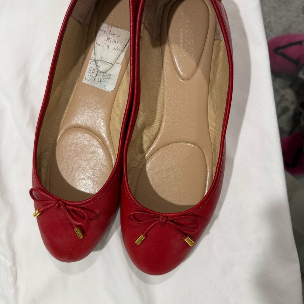 Ralph Lauren Blue Label Red Flats with Bow
